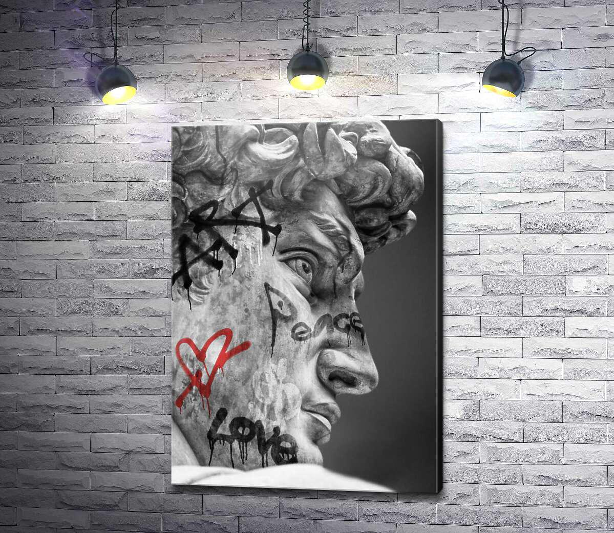 Картина ArtPoster Голова статуи Давида с граффити 35x50 см Модуль №1 (003871)