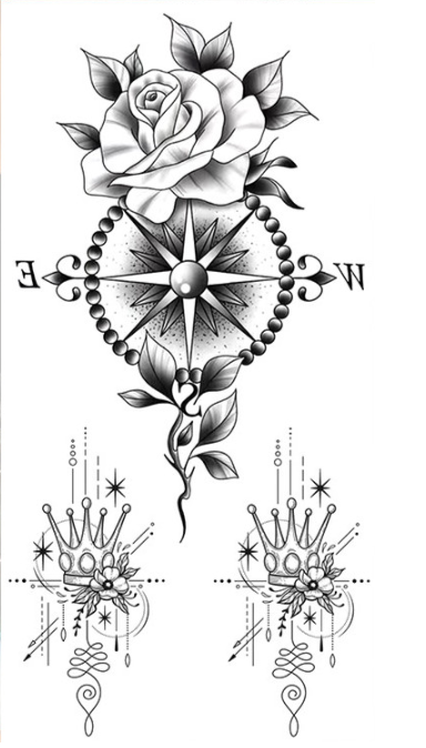 Тату временное водостойкая 3D большая Роза нежная BK-081 18х9 см (4419486)