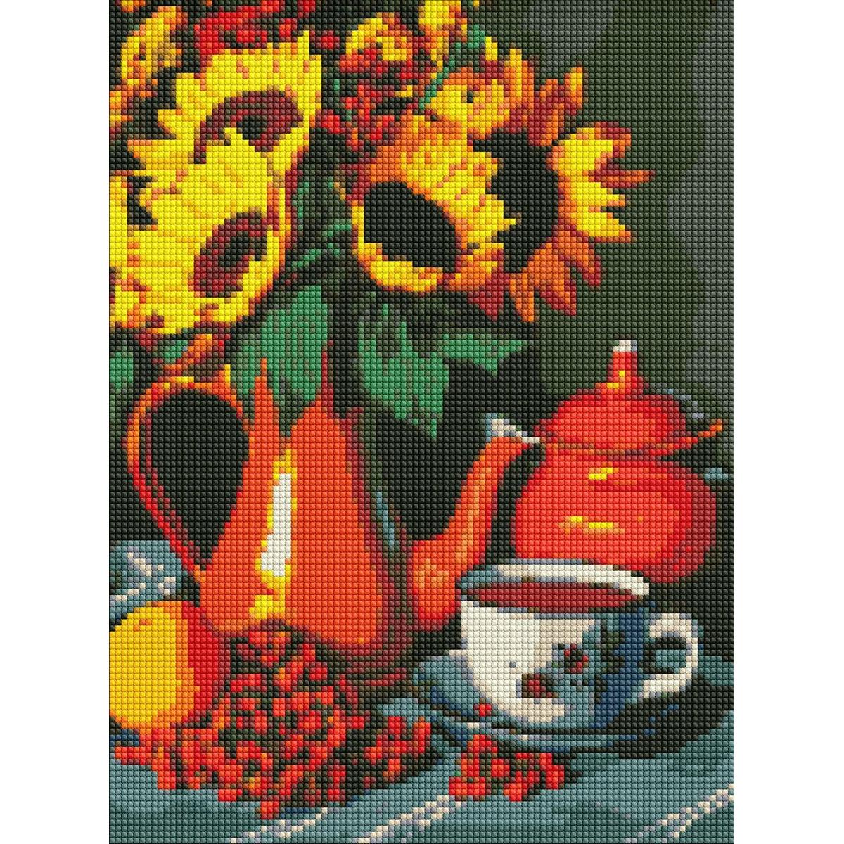 Картина по номерам Ideyka Чаепитие летом бриллиантовая вышивка мозаика 30х40 см (VM-127-A-113)