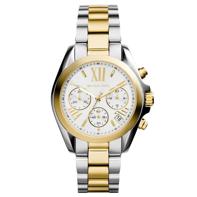 Наручные часы женскиеMichael Kors Bradshaw MK5974 с хронографом Серебристый с золотом/Белый циферблат