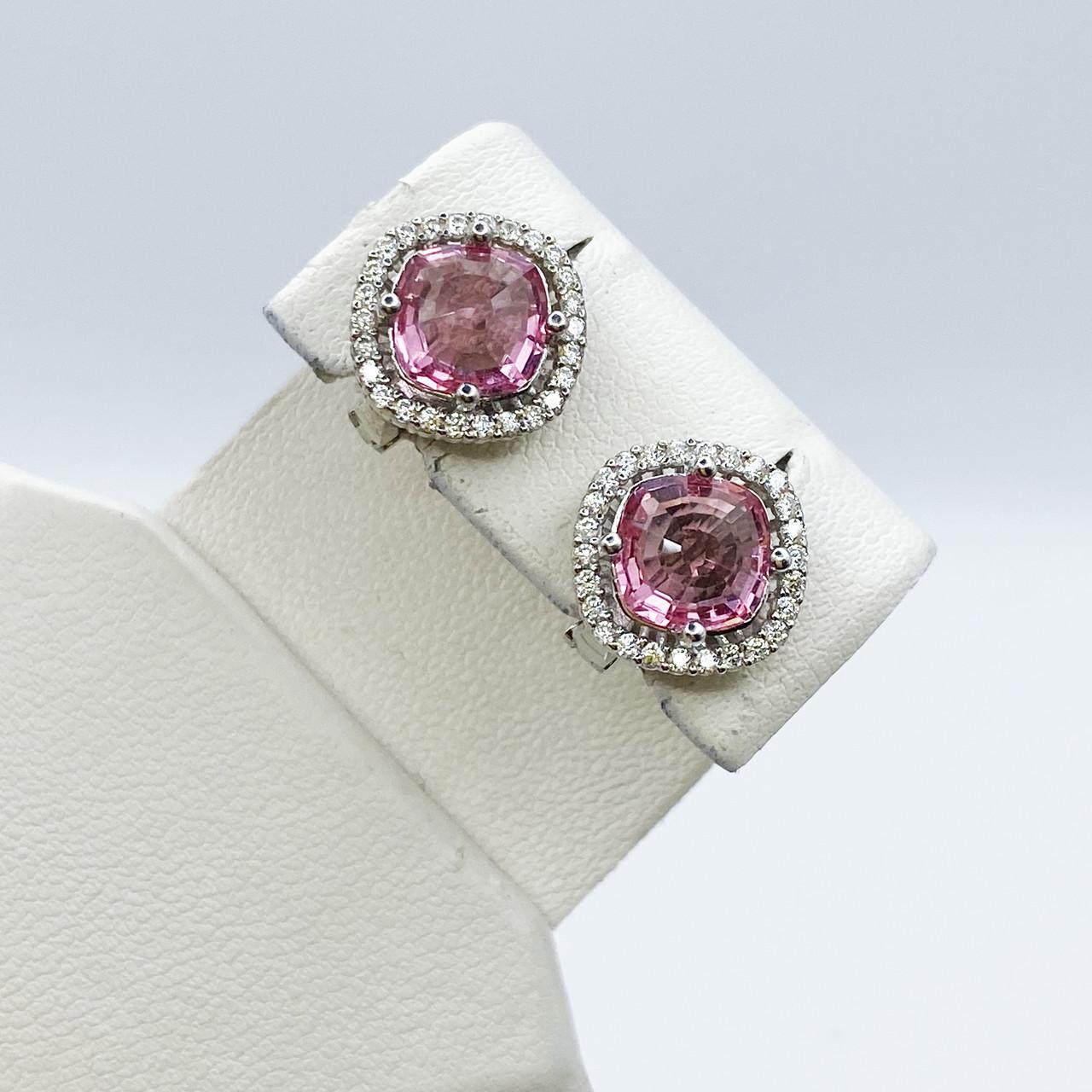 Серьги серебряные с кварцем 3,65 г Розовый (2187956796)