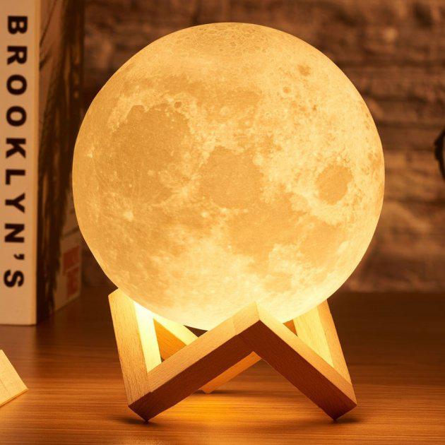 Нічник настільний 3D Moon Light Lamp Місяць Кольоровий