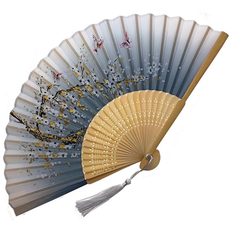 Віяло дерев'яне 21х37 см Сірий (C4638)