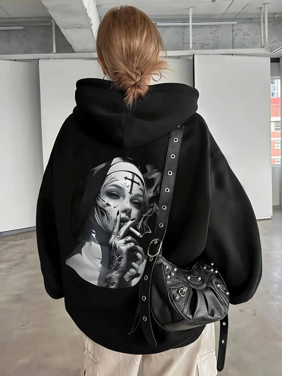 Худі жіноче з принтом Pin-000-2766 XL Чорний (2700322413)