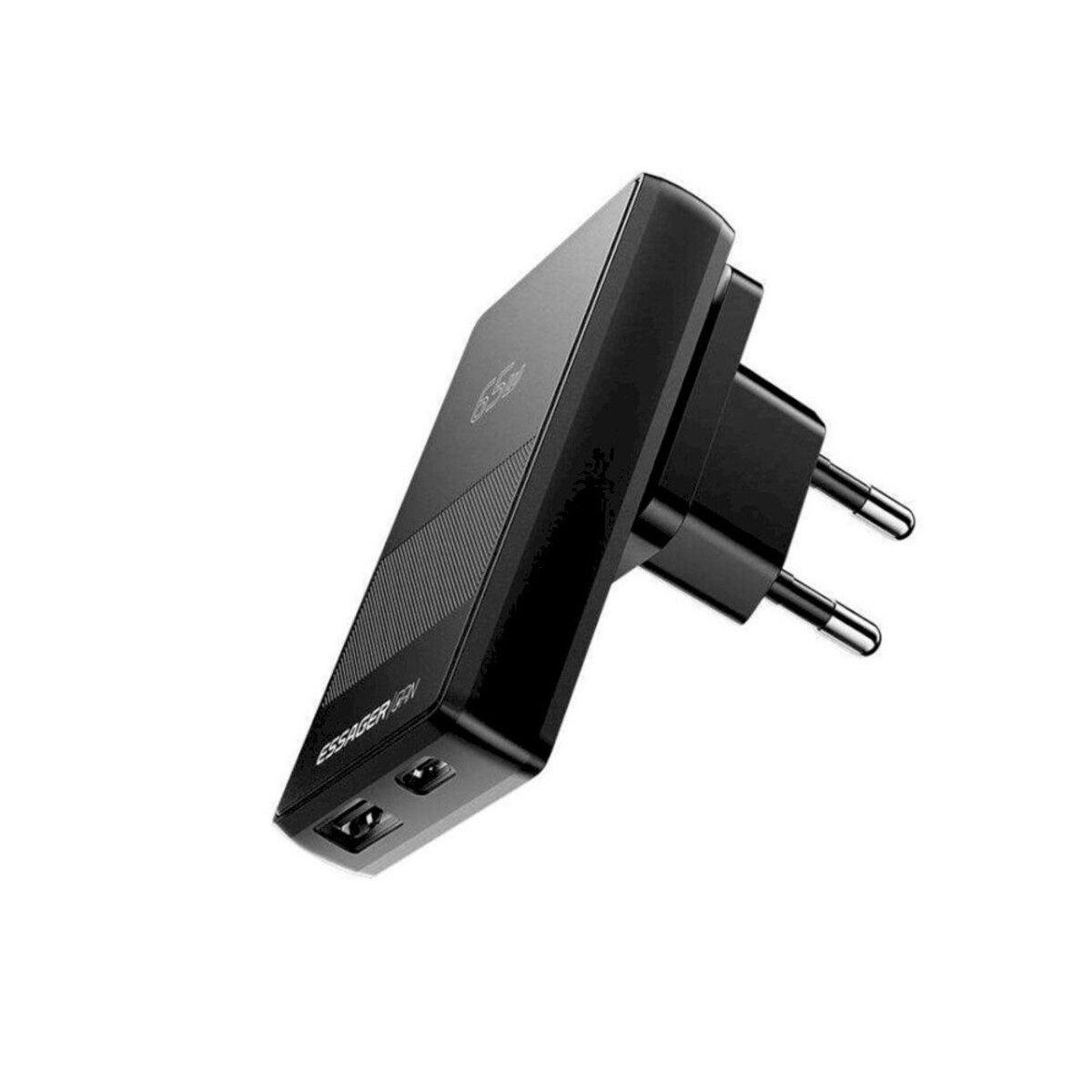 Зарядное устройство Essager ECT65W-QCB01-Z GaN 65W USB-C/USB-A Black