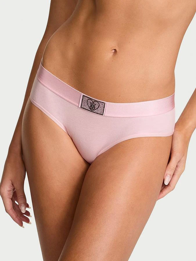 Трусики женские Victoria Secret Logo Cotton Shine Patch Hiphugger XL Розовый (293779543299)