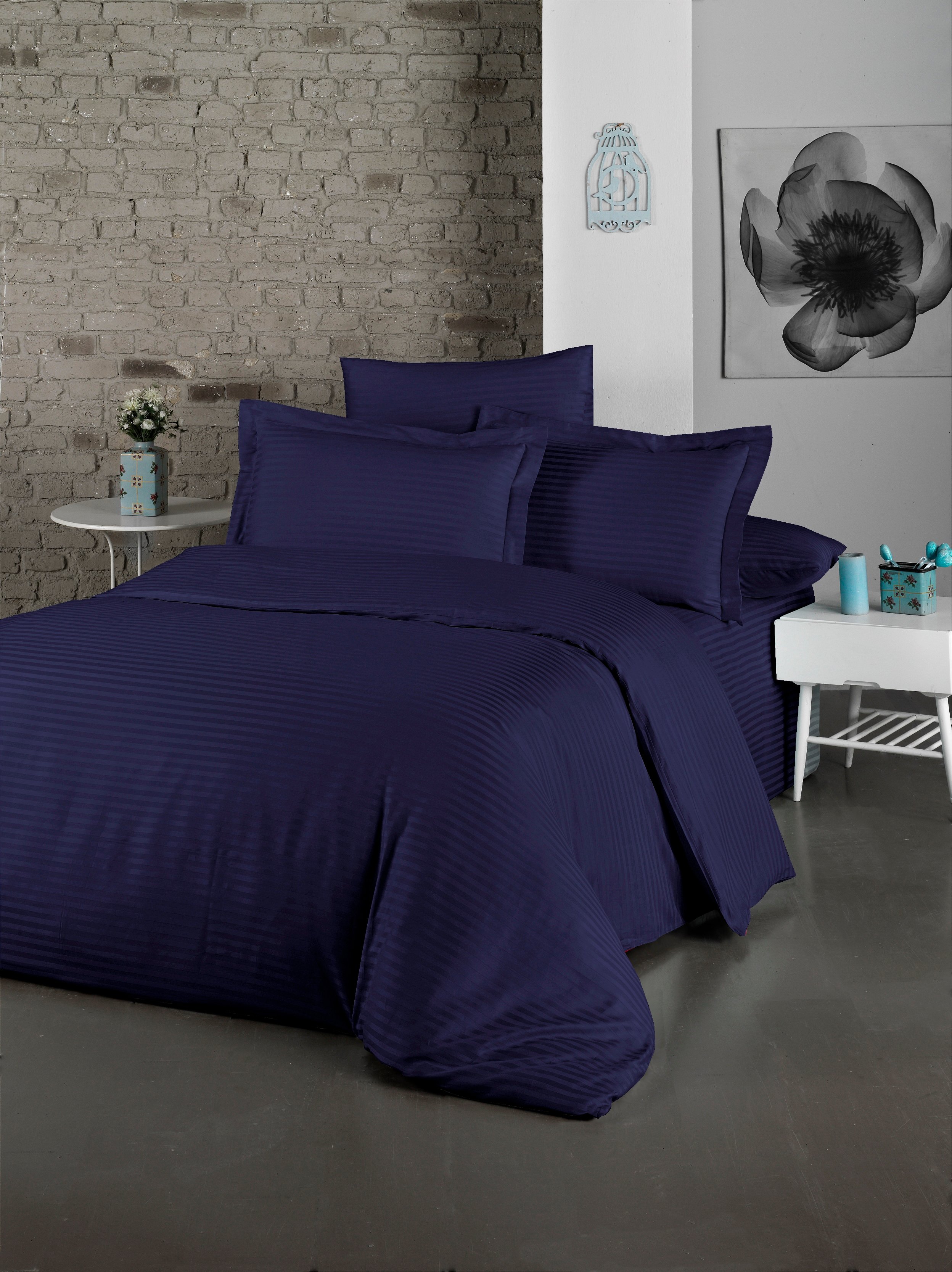 Комплект постельного белья Lighthouse Exclusive Sateen Stripe Lux 200х220 см/50x70 см 4 шт. Синий
