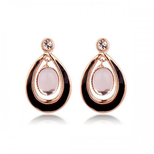 Сережки з кристалами Сваровські Italina 86436b Місячний камінь