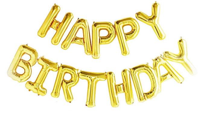 Буквы фольгированные Happy Birthday Золотой (29005507)