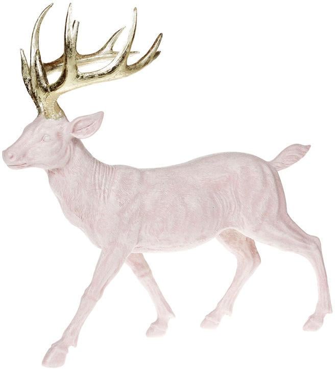 Фігура декоративна Олень із золотими рогами 39х18х39 см Рожевий