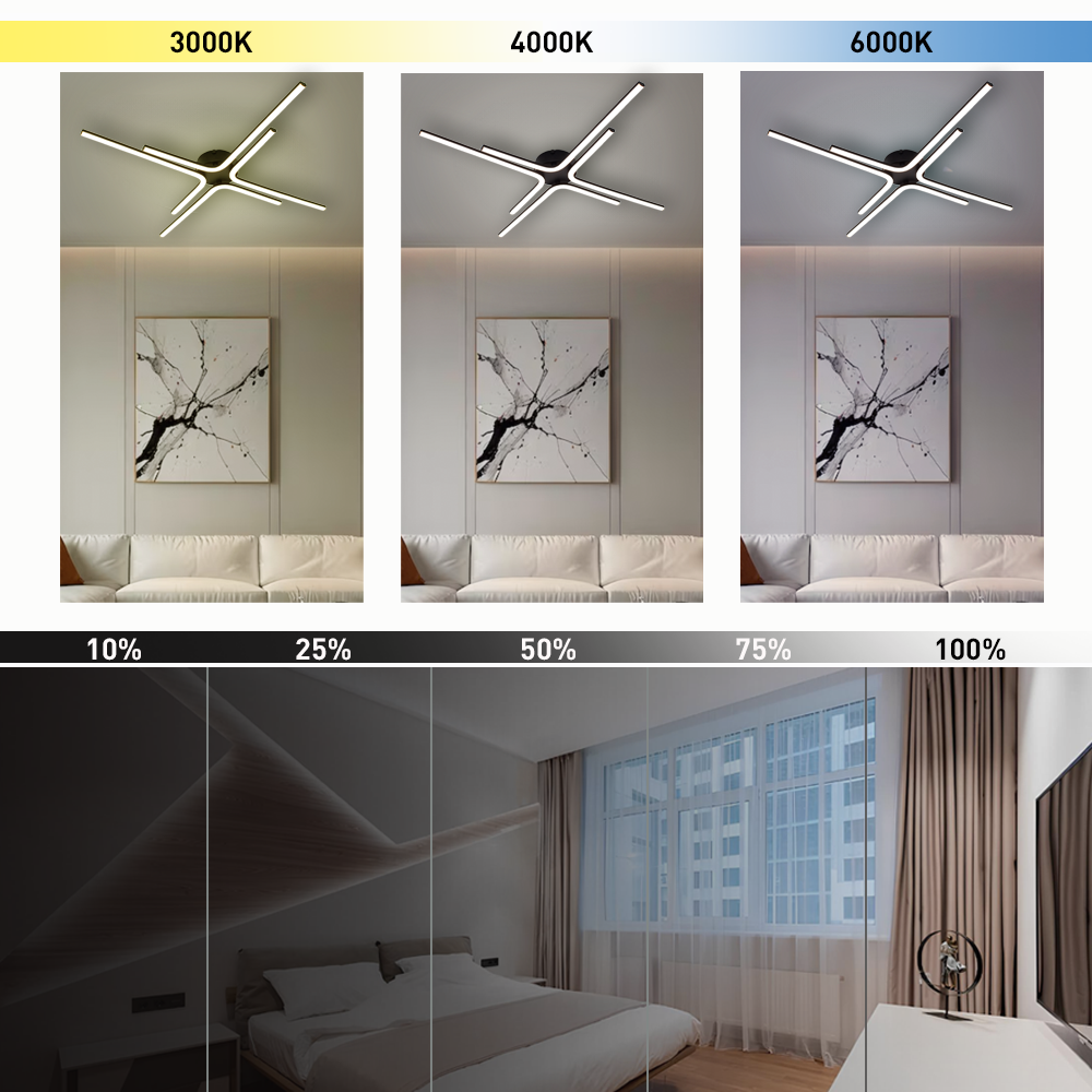 Люстра керована світлодіодна ESLLSE ESTA 70 Вт 4DL 780x60 мм Чорний (10611) - фото 3