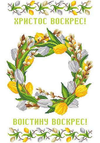 Схема на габардине пасхальное полотенце для вышивки бисером и нитками (ТР845)
