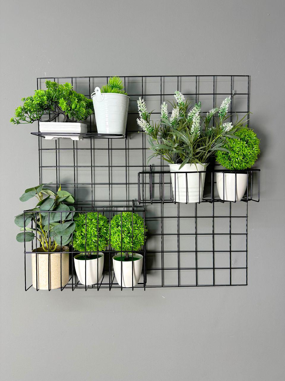 Органайзер на стену металлический для интерьера и вертикального озеленения 60x60 см Черный (88353м)