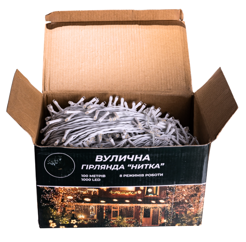 Гирлянда нить уличная 1000 LED 100 м от сети белая нить Белый - фото 7