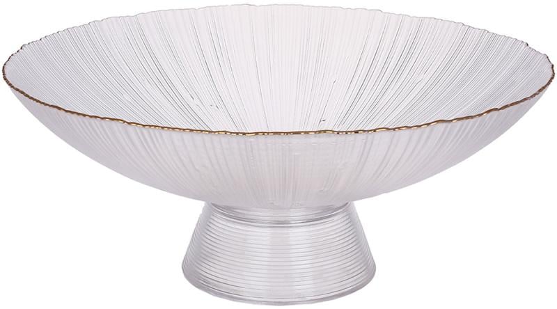 Фруктовница стеклянная Fleur с золотой каймой Прозрачный 35х14 см