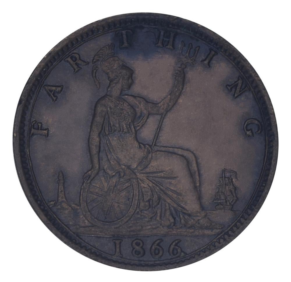 Коллекционная монета Великобритания 1 фартинг 1866 F-VF (М24414)