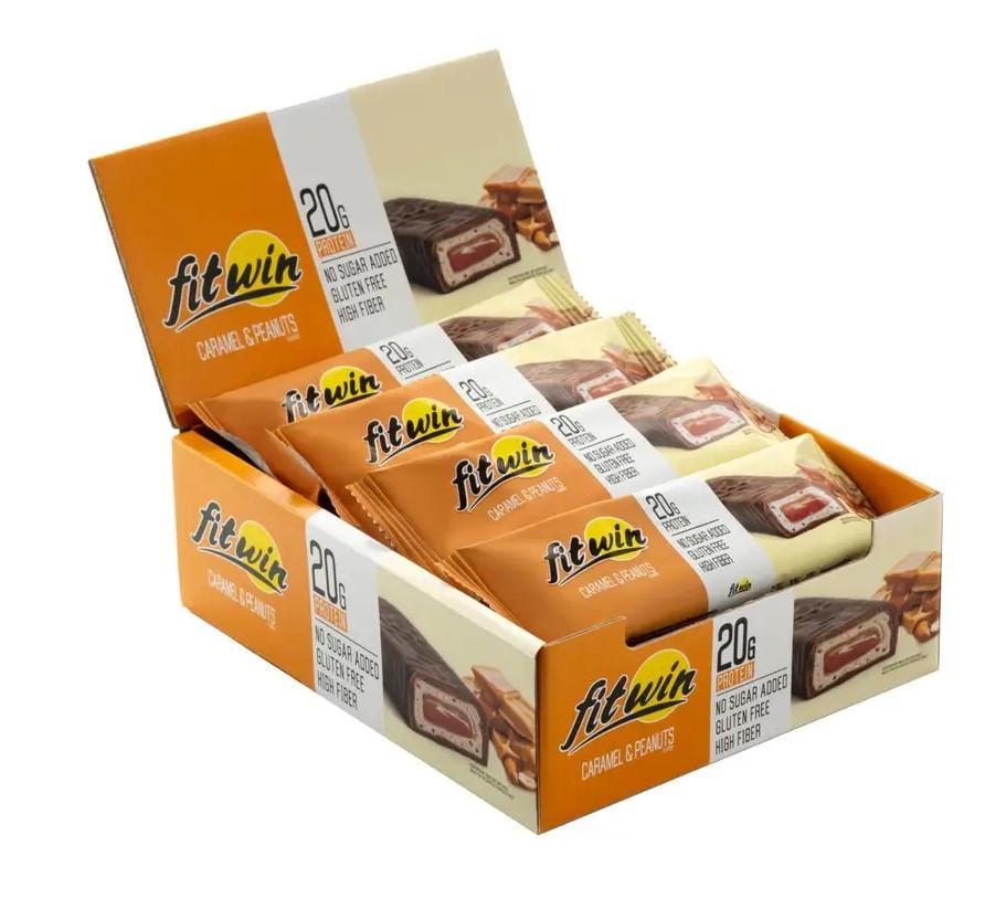 Батончики протеїнові FitWin Caramel Peanuts 60 г x 12 шт.