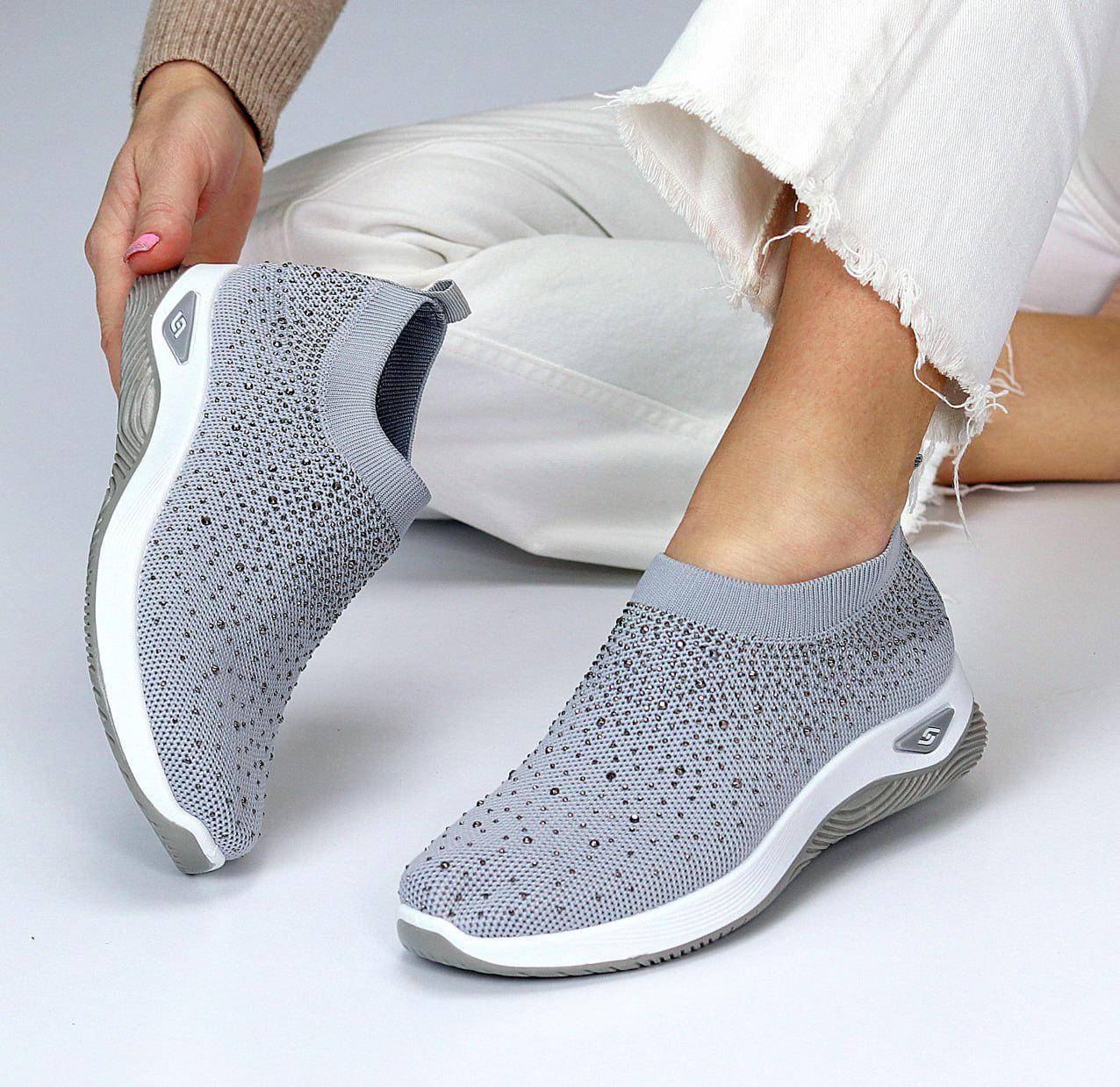 Мокасины женские текстильные со стразами р. 40 25,5 см Серый (00940) - фото 8 Мокасины женские текстильные со стразами р. 40 25,5 см Серый (00940) - фото 8