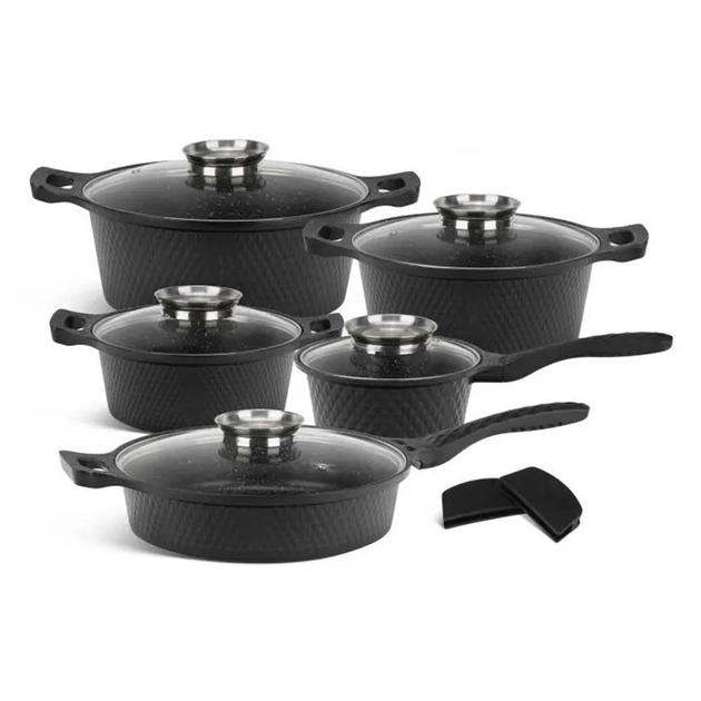 Набір посуду зі сковорідкою і ковшиком Edenberg EB-12913 10 предметів з прихватками