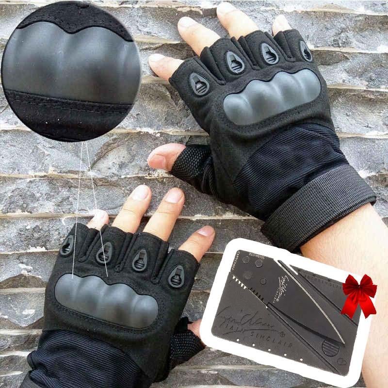 Перчатки без пальцев L и мультитул визитка Black - фото 2