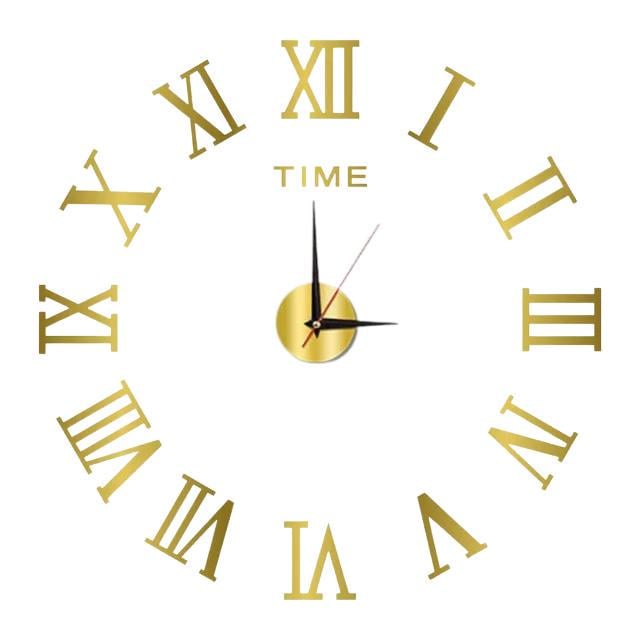 Часы настенные 3D Rome mini бескаркасные с бесшумным механизмом самоклеящиеся 40 см Золотистый (D-0117) Часы настенные 3D Rome mini бескаркасные с бесшумным механизмом самоклеящиеся 40 см Золотистый (D-0117)