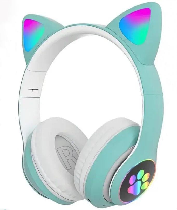 Наушники Bluetooth MDR CAT ear VZV-23M 7805 с подсветкой Mint (019629) - фото 1