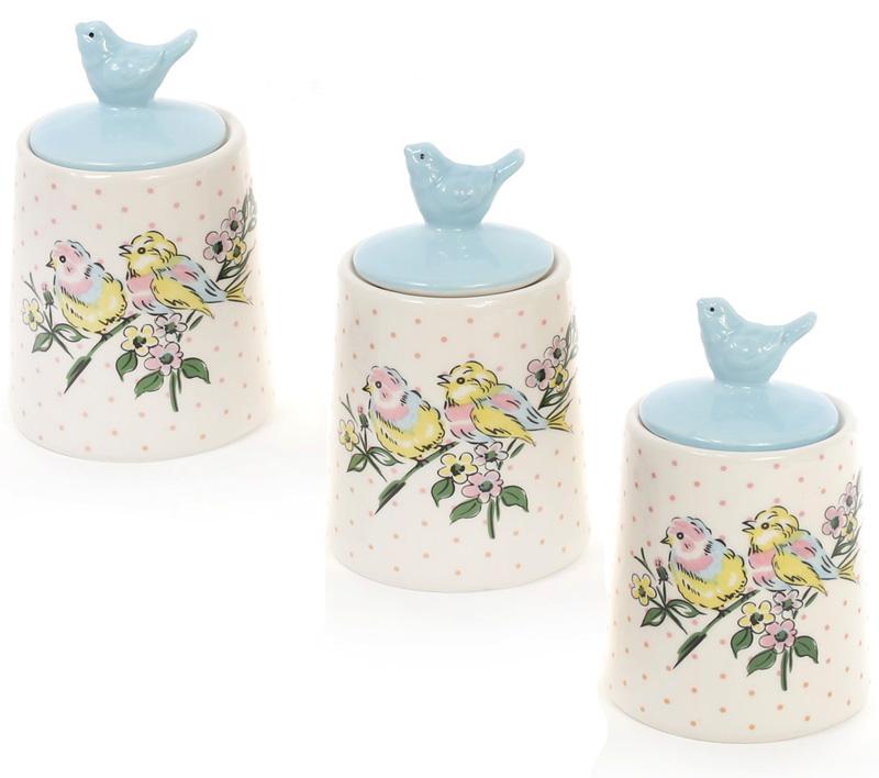 Набор керамических банок Весенняя трель 175 мл 3 шт. Голубой (BD-DK0070-D)