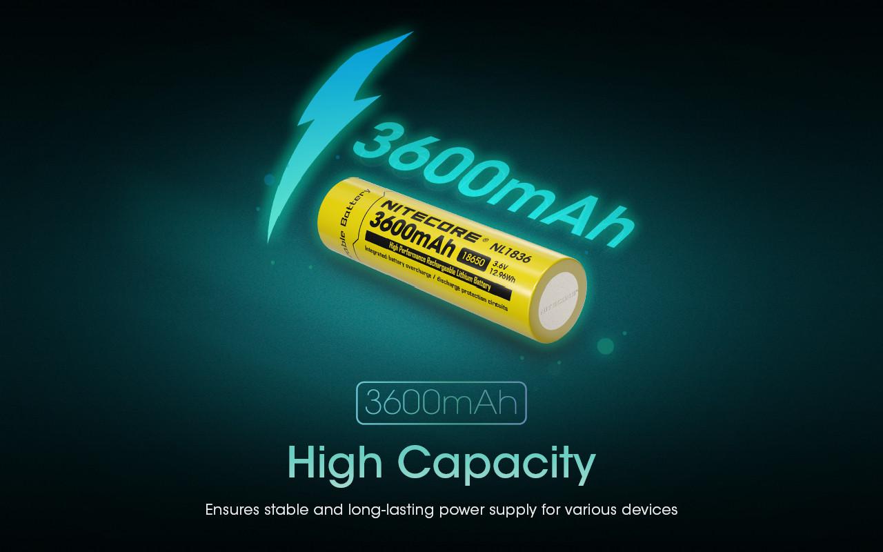 Аккумулятор литиевый Li-Ion 18650 Nitecore NL1836 3,6V 3600 mAh (18098906) - фото 5