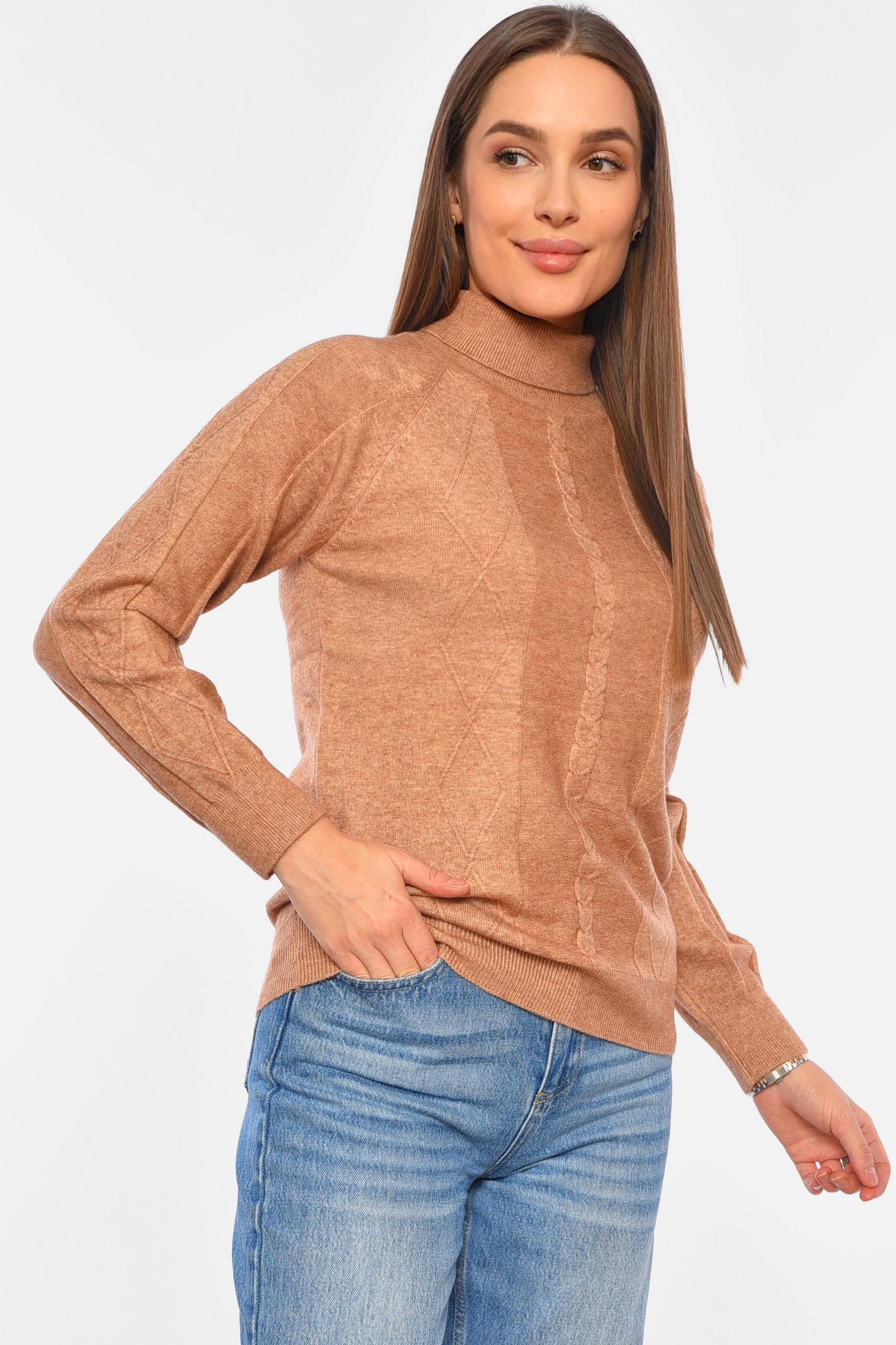 Свитер женский M-L Коричневый (191824) - фото 2 Свитер женский M-L Коричневый (191824) - фото 2