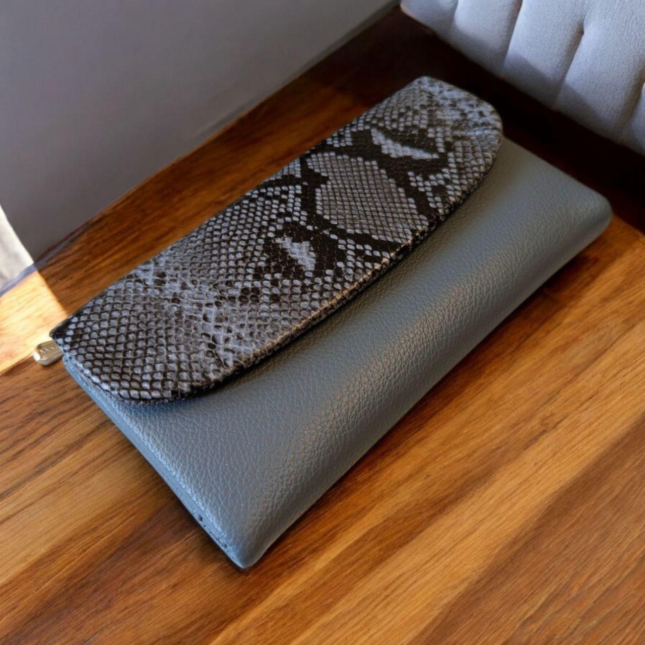 Кошелек женский на магните экокожа мягкий Saralyn 7029А под рептилию Голубой ( 7029А)