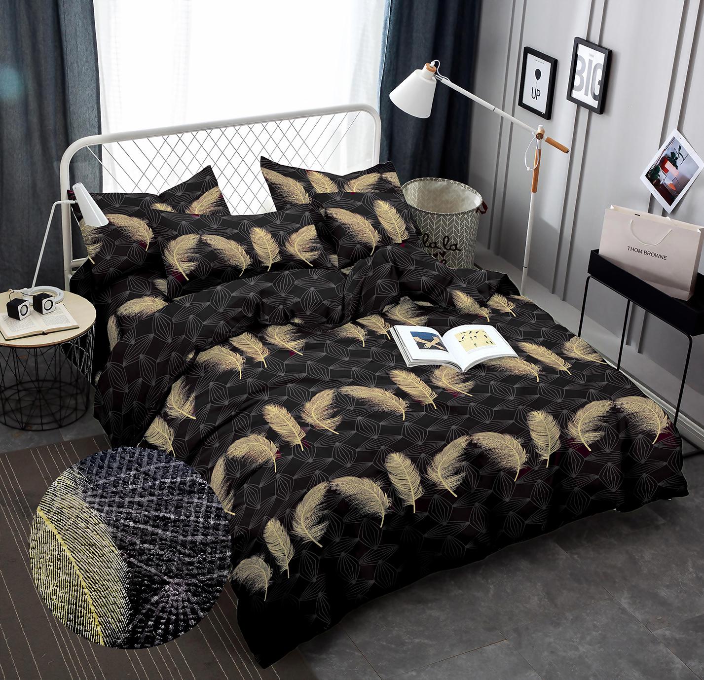 Комплект постельного белья Zastelli J1749-3 Золотое перо жатка полуторный 145х210 см. Разноцветный (22181)