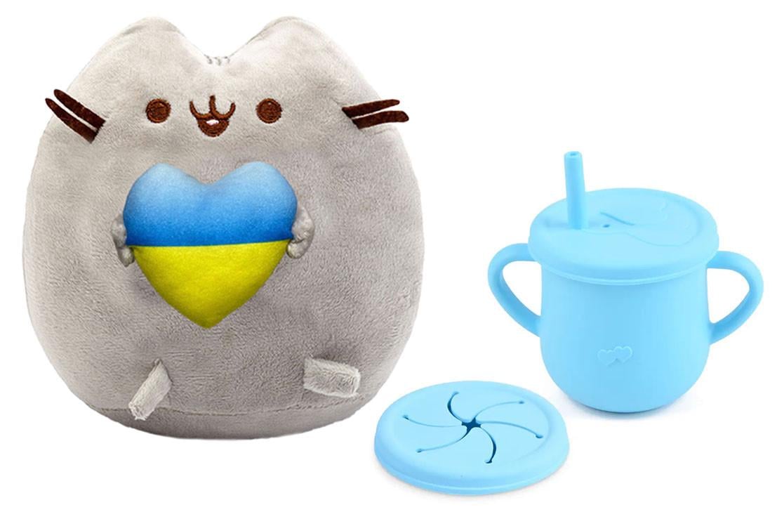 Игрушка мягкая Pusheen cat S&T с сердцем и непроливайка Y9 Голубой (n-10560)