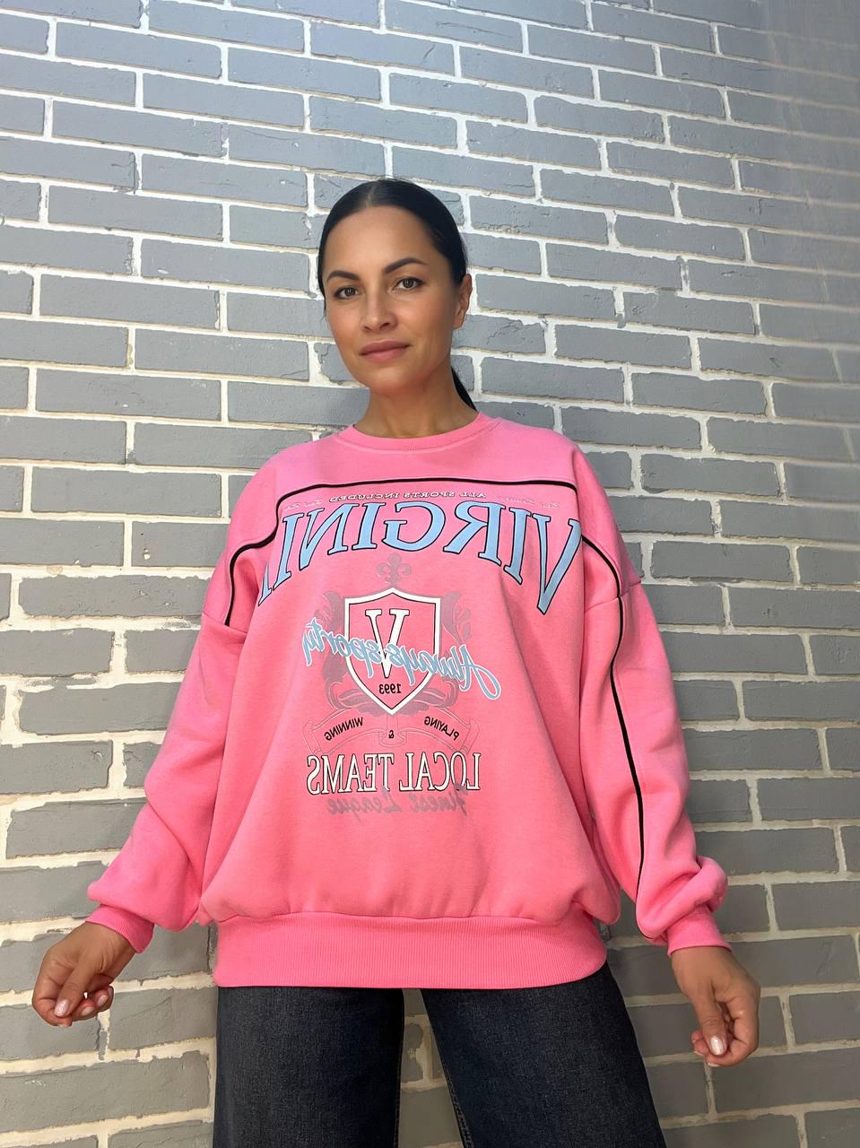 Світшот жіночий OLIVIA 2468 VIRGINIA утеплений на флісі OS Рожевий (1113) - фото 3