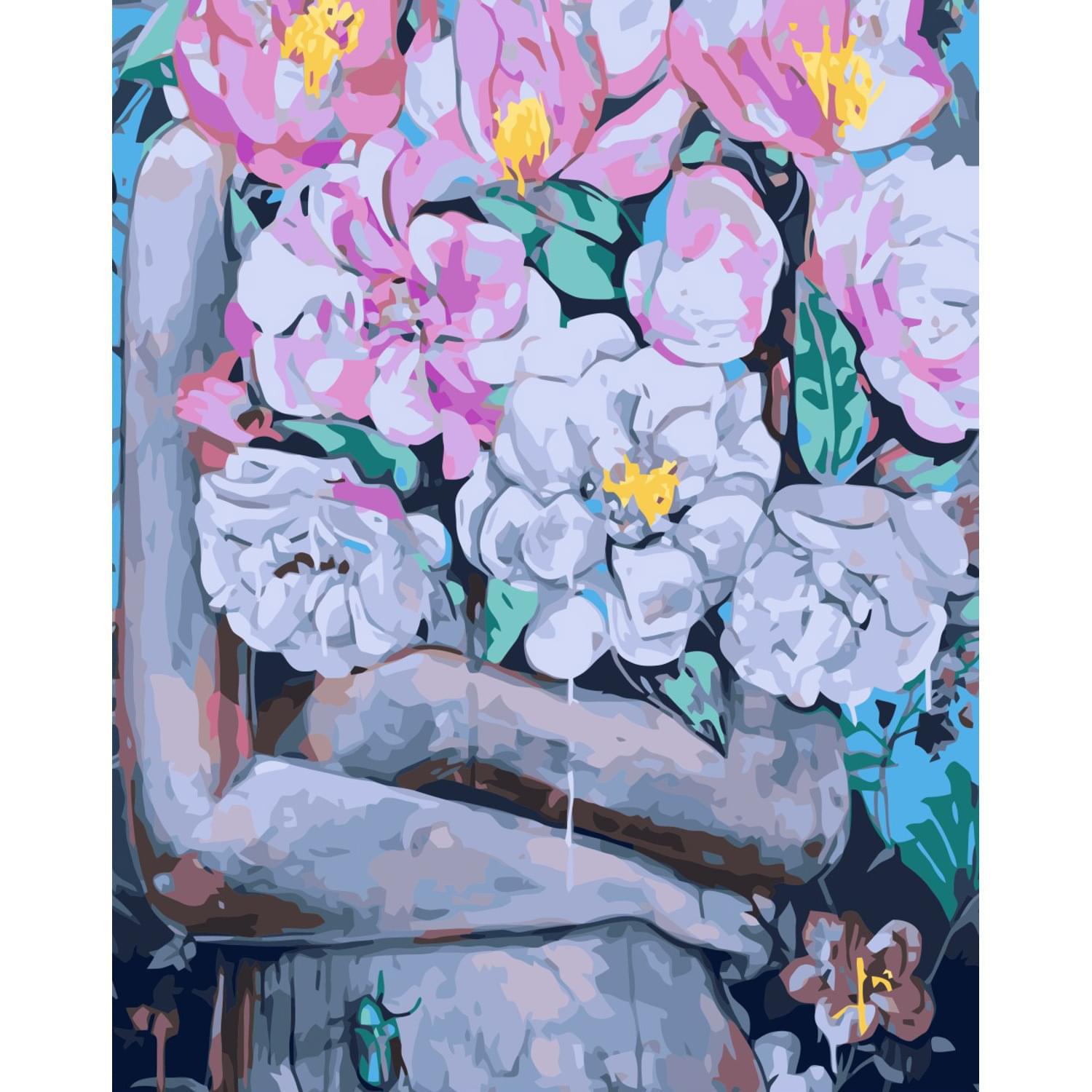 Картина по номерам Strateg Букет в объятиях девушки 40x50 см (VA-3304)