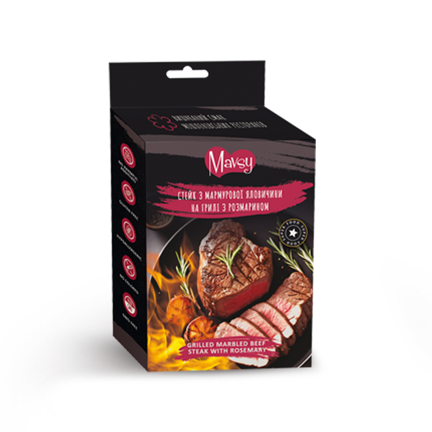 Лакомства для собак Mavsy Refined jerky GRILLED MARBLED BEEF STEAK WITH ROSEMARY стейк из мраморной говядины на гриле с розмарином от 3-х месяцев 100 г (24628379)