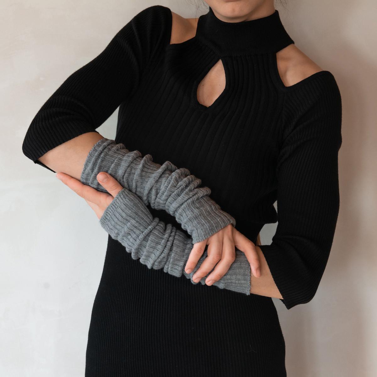 Мітенки кашемірові рубчик XXS-XXXXL Сірий (61450) - фото 1