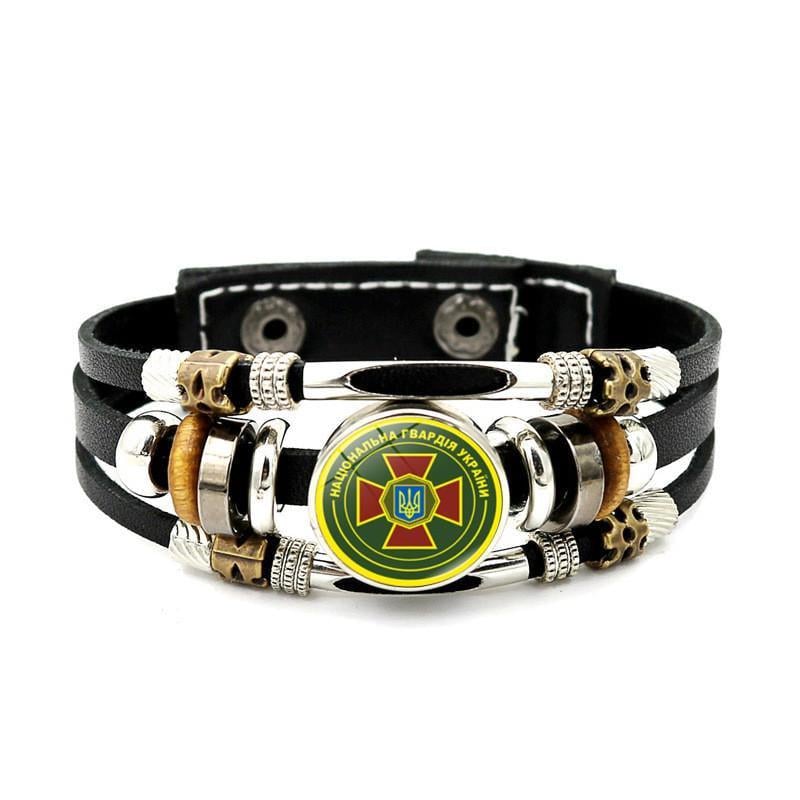 Браслет на руку патриотический с символикой Национальной гвардии на кнопках 17,5-20,5 см Черный (27454431)