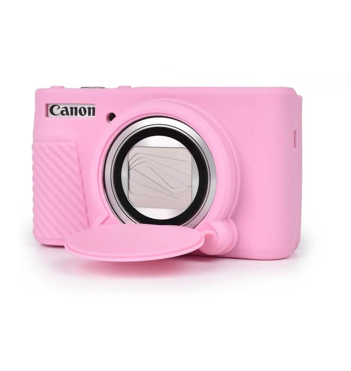 Чохол захисний силіконовий із кришкою для фотоапаратів CANON Powershot SX740 SX730 Рожевий (2825435329)