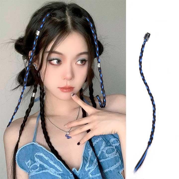 Коса накладна тонка на шпильці канекалон 45 см Синій (K0864-4) - фото 2