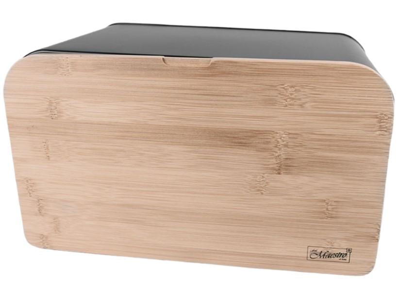 Хлебница Maestro MR-1770 с откидной крышкой металлическая 35x21x21 см Черный (2104618635)