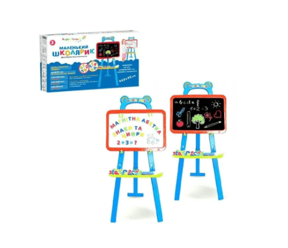 Мольберт дитячий 0703-RU двосторонній магнітний магнітні цифри/літери 3 мови (2709531594) - фото 3