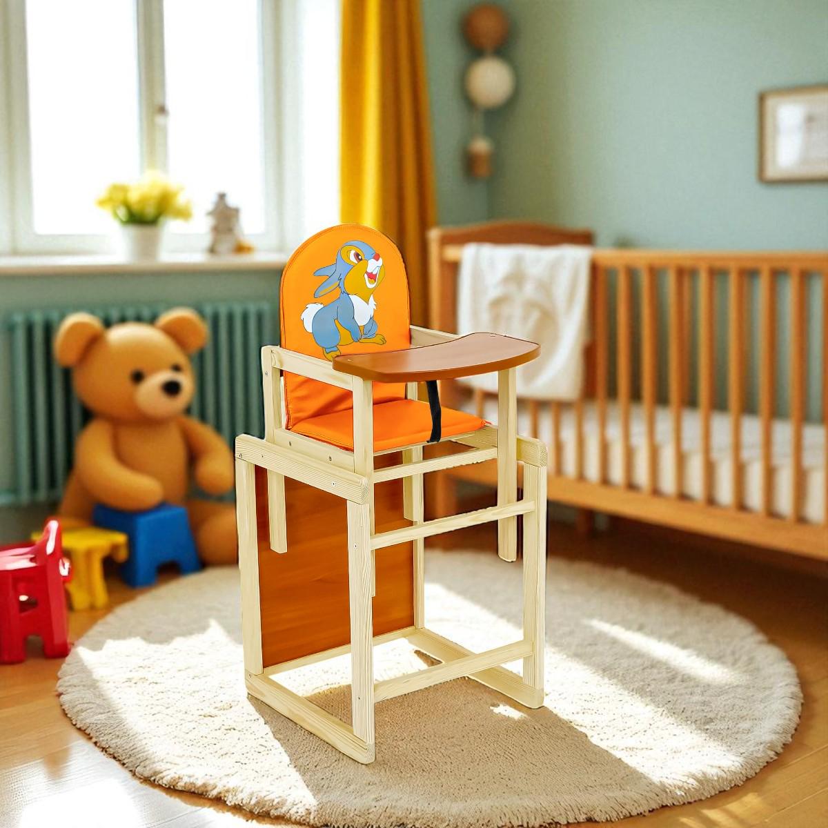 Стульчик для кормления Мася Серый зайчик Оранжевый (№2041) - фото 3
