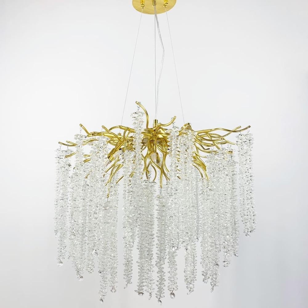 Люстра подвесная с хрустальными камнями Ø 60 см Золотой (706D GD+CL)