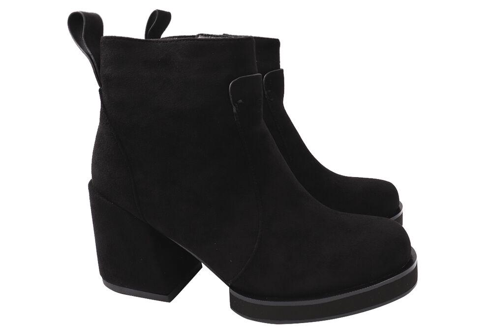 Ботильоны женские Liici из эко замшы на большом каблуке р. 37 Черный (168-20DH)