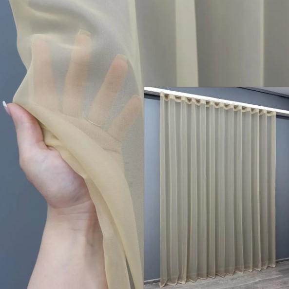 Тюль шифон Темно-бежевый (н119) - фото 2 Тюль шифон Темно-бежевый (н119) - фото 2