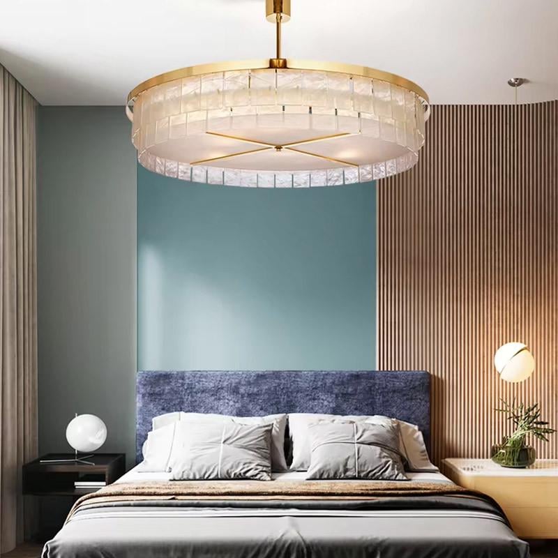 Люстра подвесная с акриловыми матовыми пластинами Ø 80 см Латунь (MJ221-800 AB)