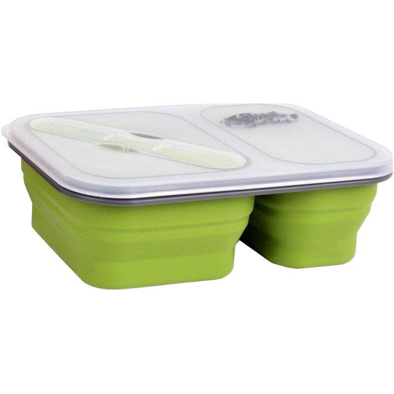 Контейнер силіконовий Tramp на 2 відділи 900 мл. Зелений (TRA-TRC-090-OLIVE)