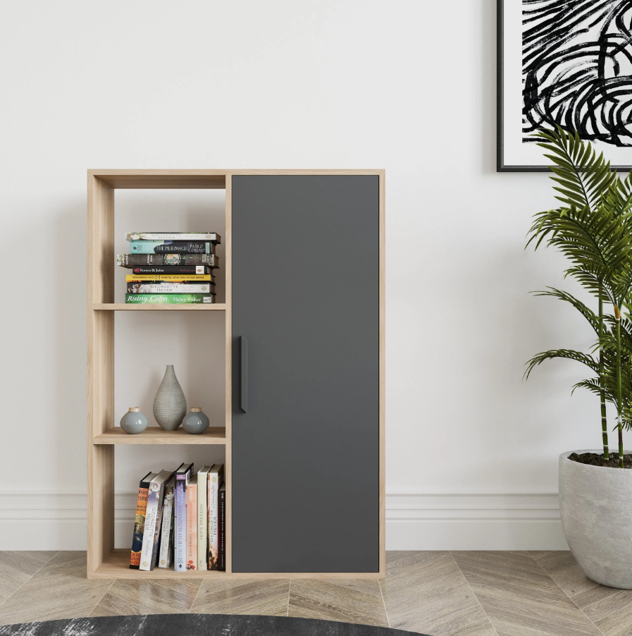 Стеллаж для книг и декора P-43 720х230х1072 мм Дуб Сонома/Антрацит