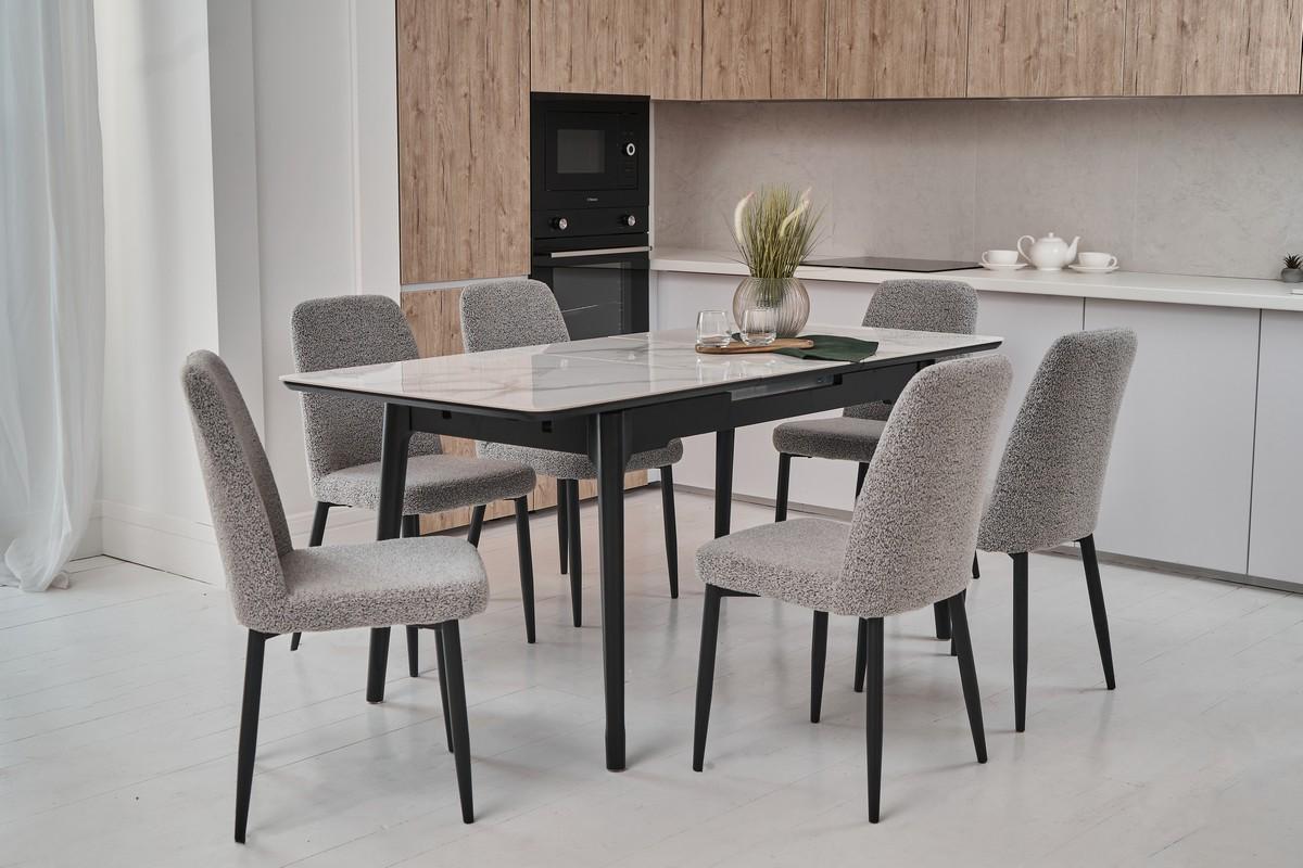 Стол обеденный раздвижной Vetro Mebel 1400-1800x800x760 мм Касса вайт/Черный(TМ-89) - фото 7 Стол обеденный раздвижной Vetro Mebel 1400-1800x800x760 мм Касса вайт/Черный(TМ-89) - фото 7