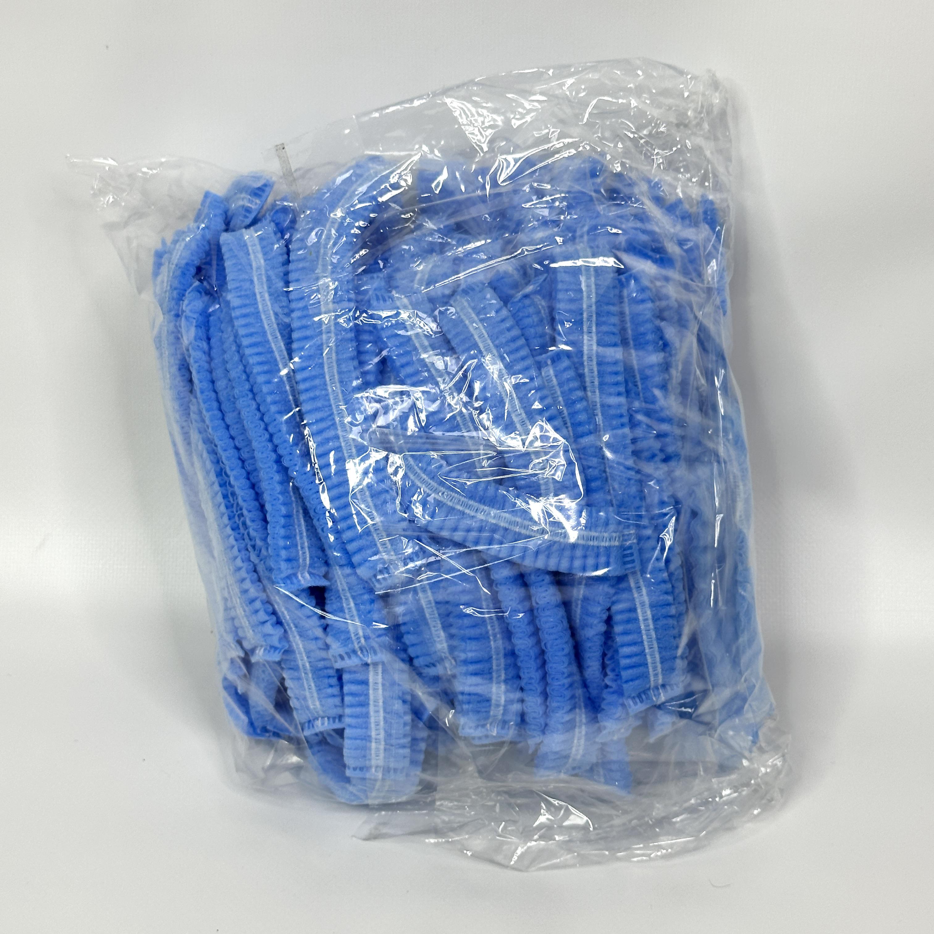 Шапочка одноразовая гофрированная Шарлотта нетканый спанбонд 100 шт./уп. Голубой (ME-2897)